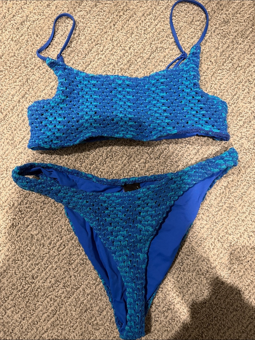 triangl swimwear blue crochet mica bikini